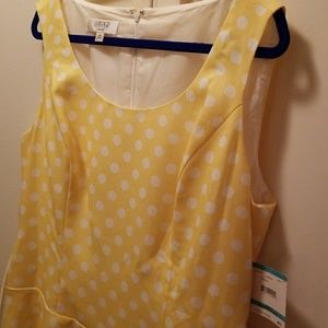 Kasper yellow polka dot dress sz 16